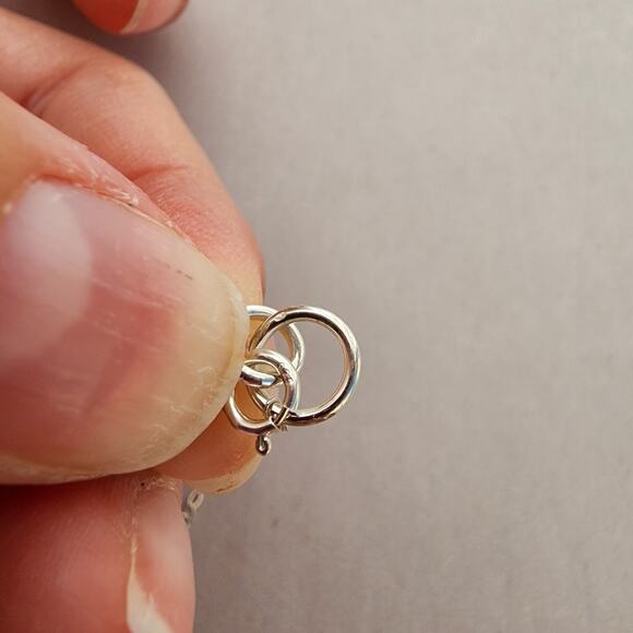 Sterling 925 Blue Pearl Necklace Choker coquette fairy Blue Solar Quartz In Box - Picture 8 of 9